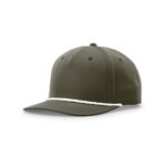 Richardson 258 5 Panel Classic Rope Cap in Dark Olive/White