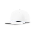 Richardson 258 5 Panel Classic Rope Cap in White/Navy