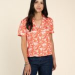 Sendero Cheyenne Western Blouse in Persimmon Floral
