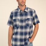 Sendero Concho Shirt in Navy/Light Gray