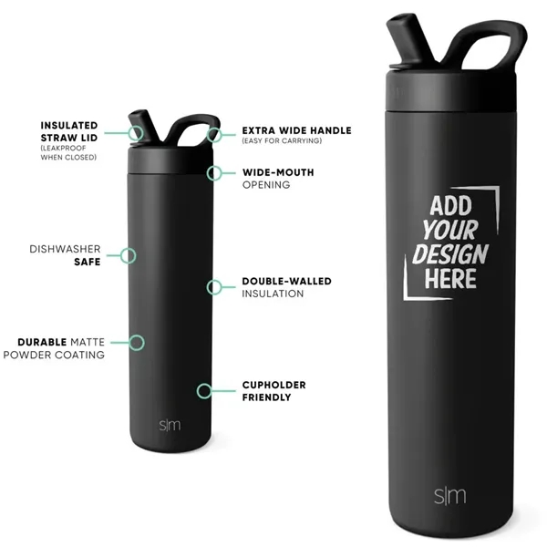 Simple Modern Mesa Water Bottle 24oz in Midnight Black