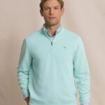 Southern Tide Men’s Long Sleeve Sandy Cove Pique Quarter Zip in Gulf Shore