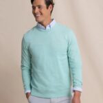 Southern Tide Men’s Long Sleeve Upper Deck Heather Crew in Heather Gulf Shore