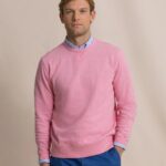 Southern Tide Men’s Long Sleeve Upper Deck Heather Crew in Heather Sea Pink