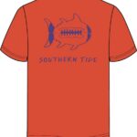 Southern Tide Men’s Short Sleeve Gameday Football Tee in Endzone Orange_Regal Purp