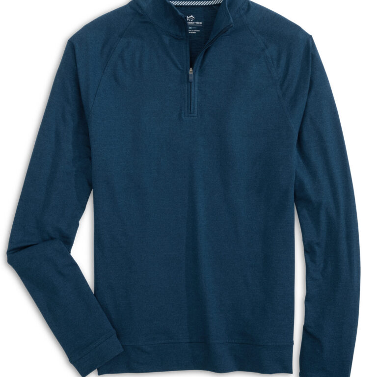 Southern Tide Men's Cruiser Heather Quarter Zip in Heather Dress Blue