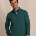 Southern Tide Men’s Cruiser Heather Quarter Zip in Heather Salt Meadow