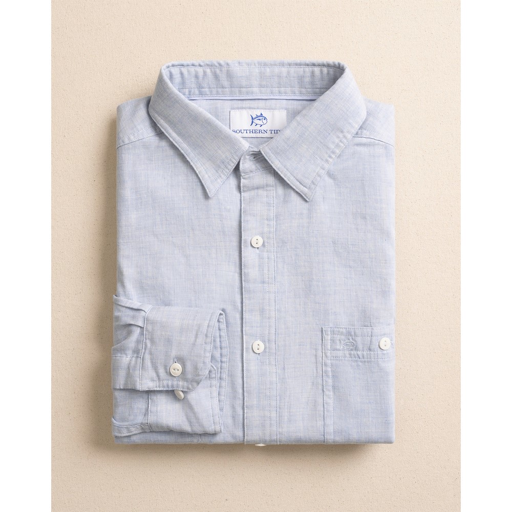 Southern Tide Men’s Long Sleeve Berkley Solid Double Cloth Sport Shirt