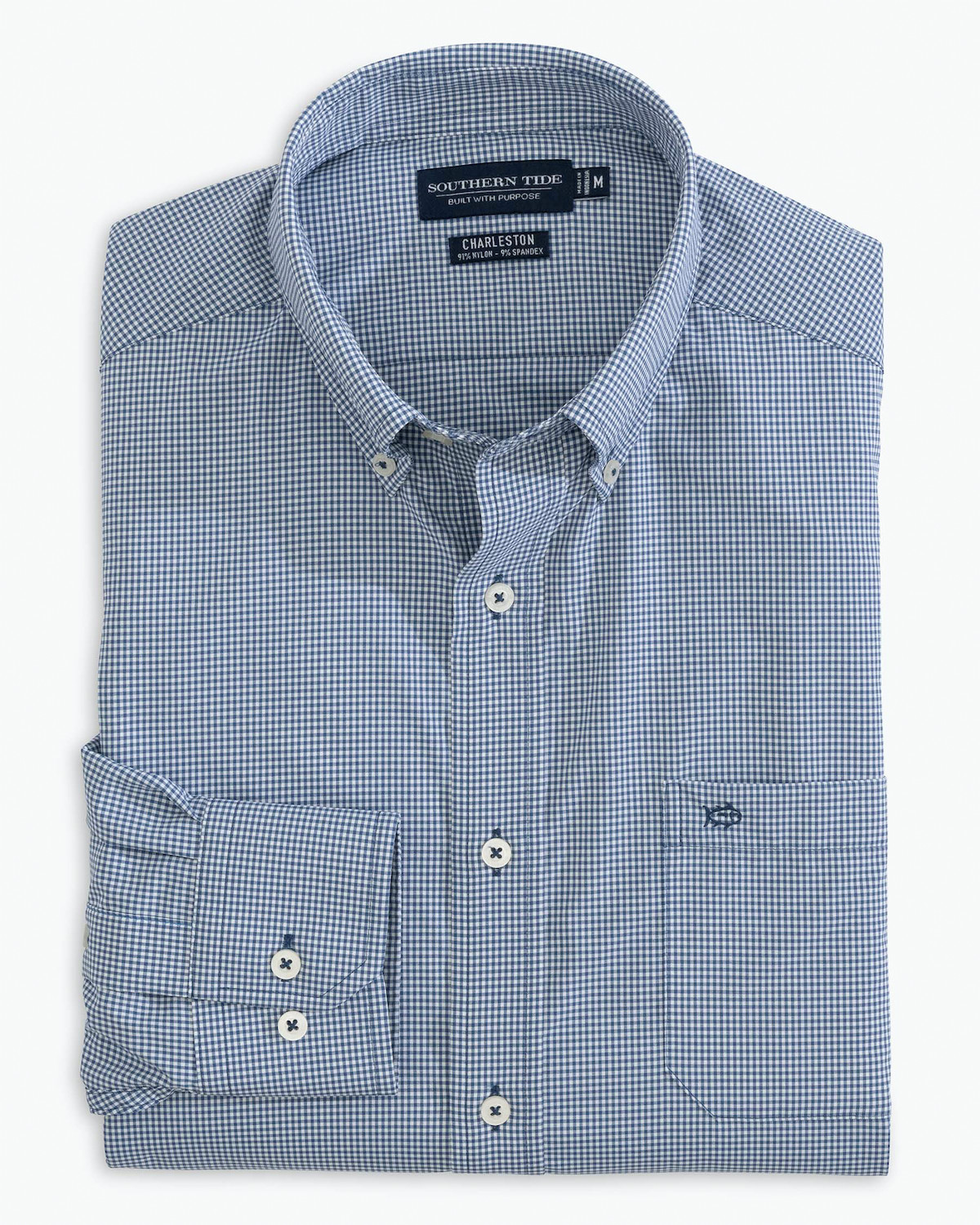 Southern Tide Men’s Long Sleeve Brrr Intercoastal Micro Gingham Sport Shirt