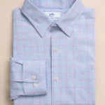 Southern Tide Men’s Long Sleeve Charleston Coral Springs Plaid Sport Shirt in Ocean Channel