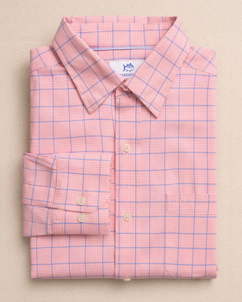 Southern Tide Men’s Long Sleeve Charleston Coral Springs Plaid Sport Shirt