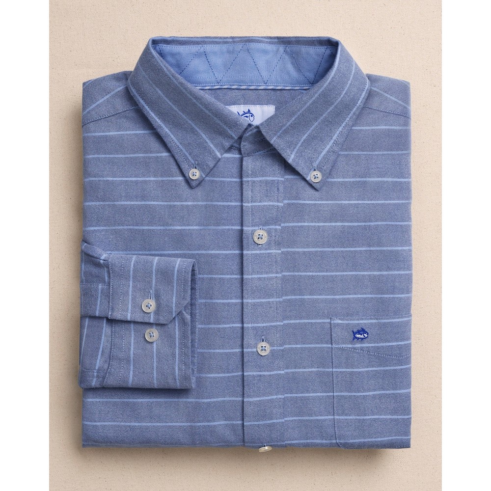 Southern Tide Men’s Long Sleeve Charleston Stringline Oxford Stripe Sport Shirt