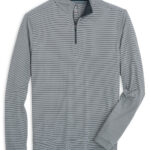 Southern Tide Men’s Long Sleeve Cruiser Micro-Stripe Heather Quarter-Zip in Heather Black