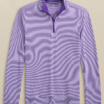 Southern Tide Men’s Long Sleeve Cruiser Micro-Stripe Heather Quarter-Zip in Heather Regal Purple