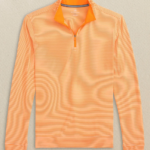 Southern Tide Men’s Long Sleeve Cruiser Micro-Stripe Heather Quarter-Zip in Heather Rocky Top Orange