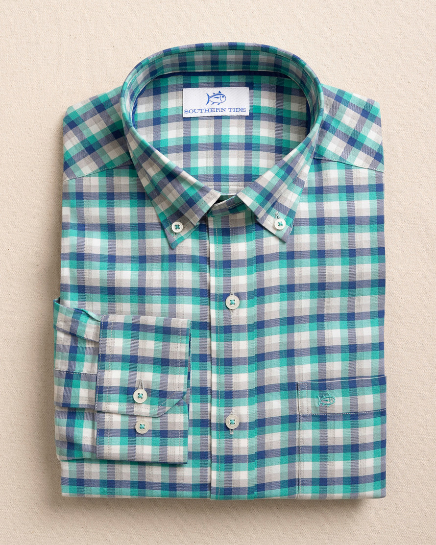 Southern Tide Men’s Long Sleeve Diamond Cove Heather Skipjack Sport Shirt