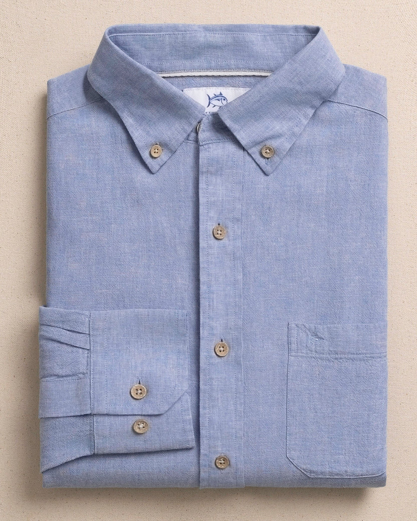 Southern Tide Men’s Long Sleeve Linen/Rayon Sunset Ridge Solid Sport Shirt