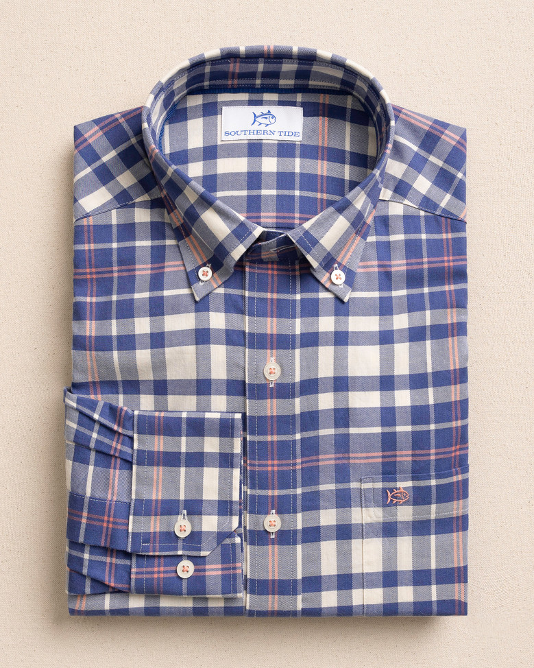 Southern Tide Men’s Long Sleeve Sandy Shores Heather Skipjack Sport Shirt