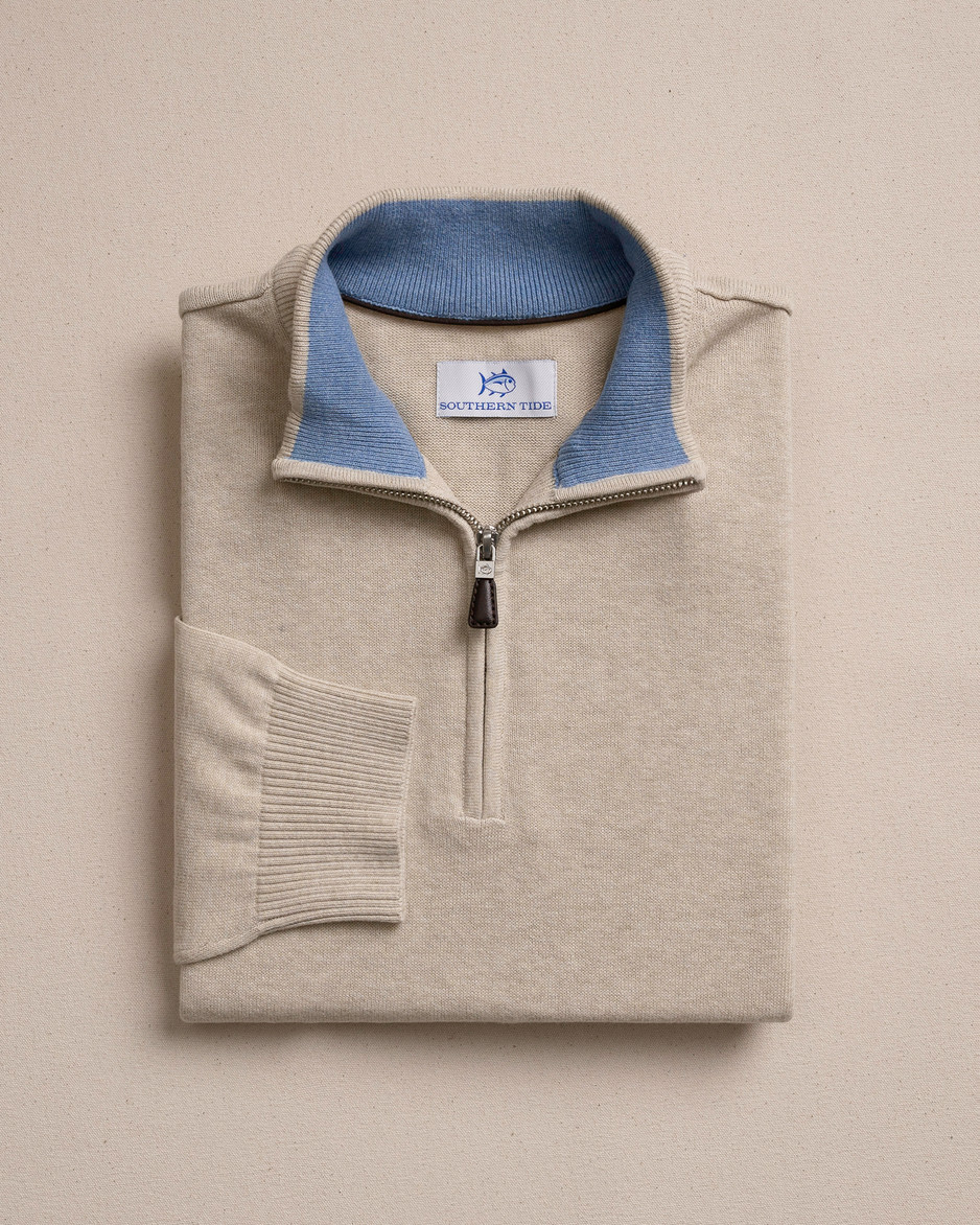 Southern Tide Men’s Long Sleeve Whitehaven Heather Quarter Zip Sweater