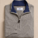 Southern Tide Men’s Long Sleeve Whitehaven Heather Quarter Zip Sweater in Heather Storm Grey