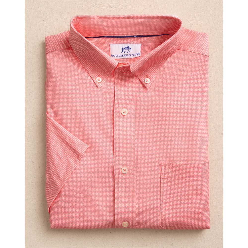 Southern Tide Men’s Short Sleeve Brrr Intercoastal Eastport Heather Sport Shirt