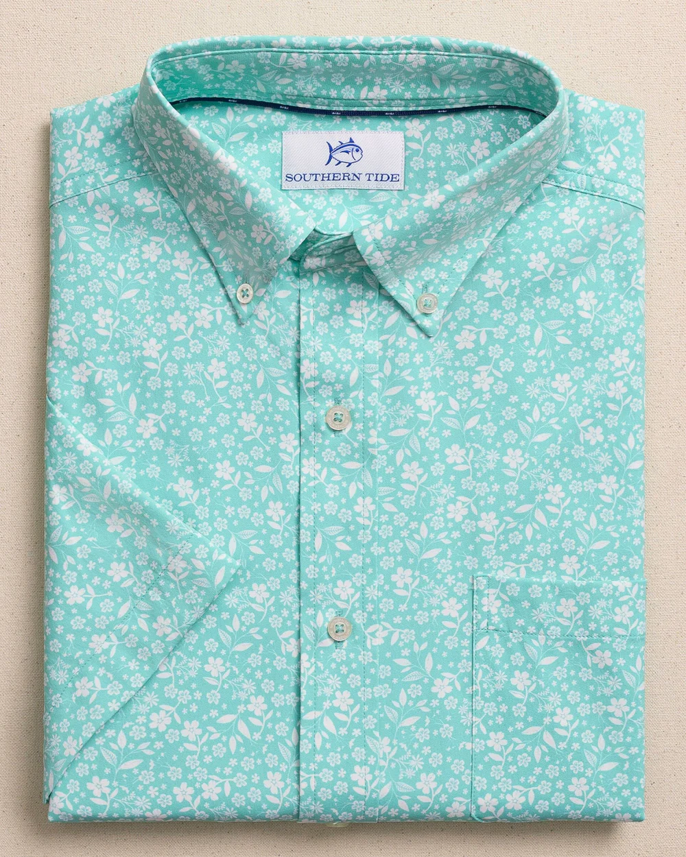 Southern Tide Men’s Short Sleeve Coastal Breeze Garden Blooms Sport Shirt