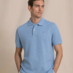 Southern Tide Men’s Short Sleeve Heather Skipjack Polo Shirt in Heather Ocean Channel