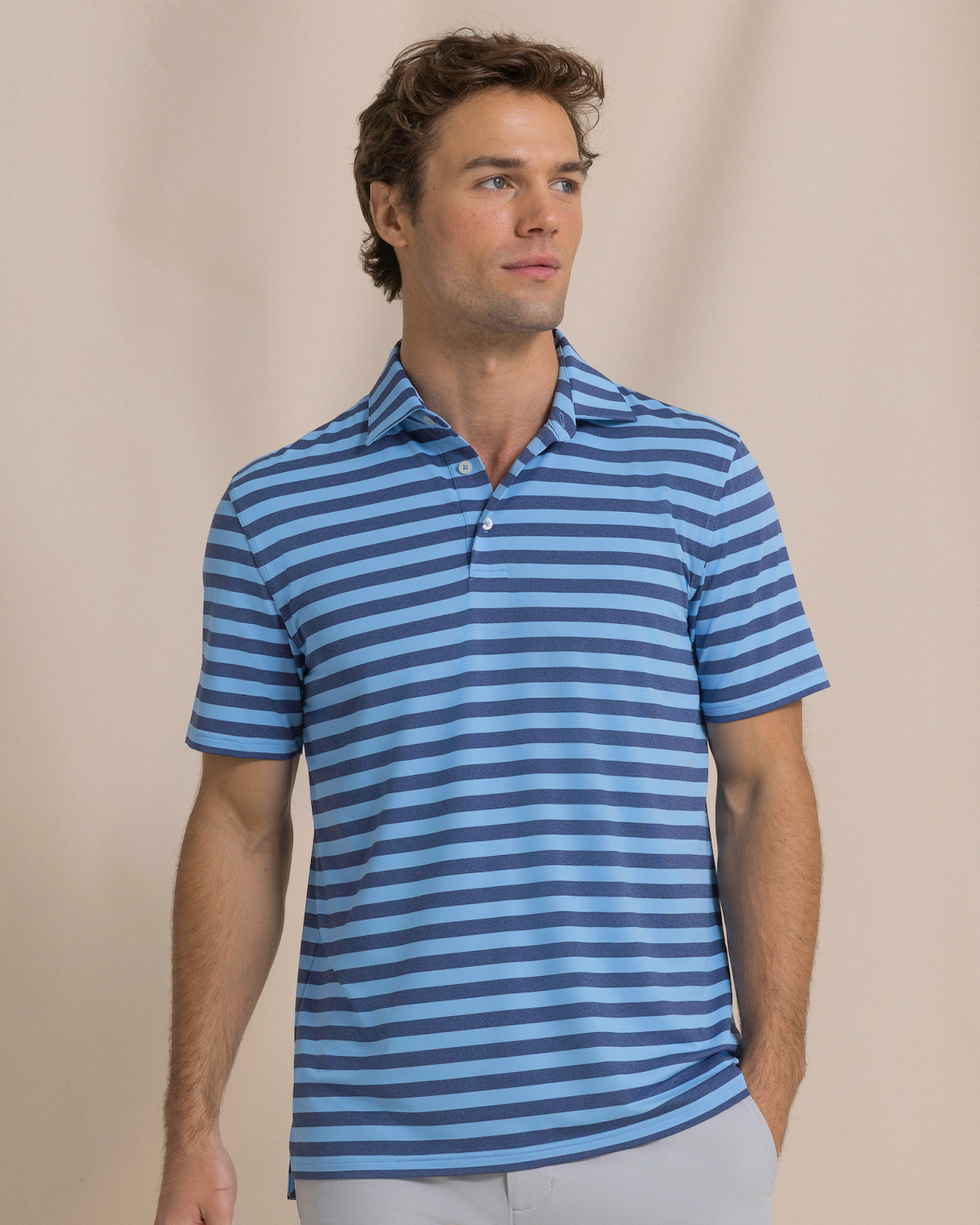 Southern Tide Men’s Short Sleeve Heather Stripe Coastal Breeze Polo