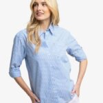 Southern Tide Women’s Katherine Stripe Shirt in Blue Fin