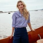 Southern Tide Women’s Katherine Stripe Shirt in Dress Blue