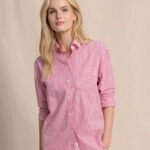 Southern Tide Women’s Katherine Stripe Shirt in Grenadine Red