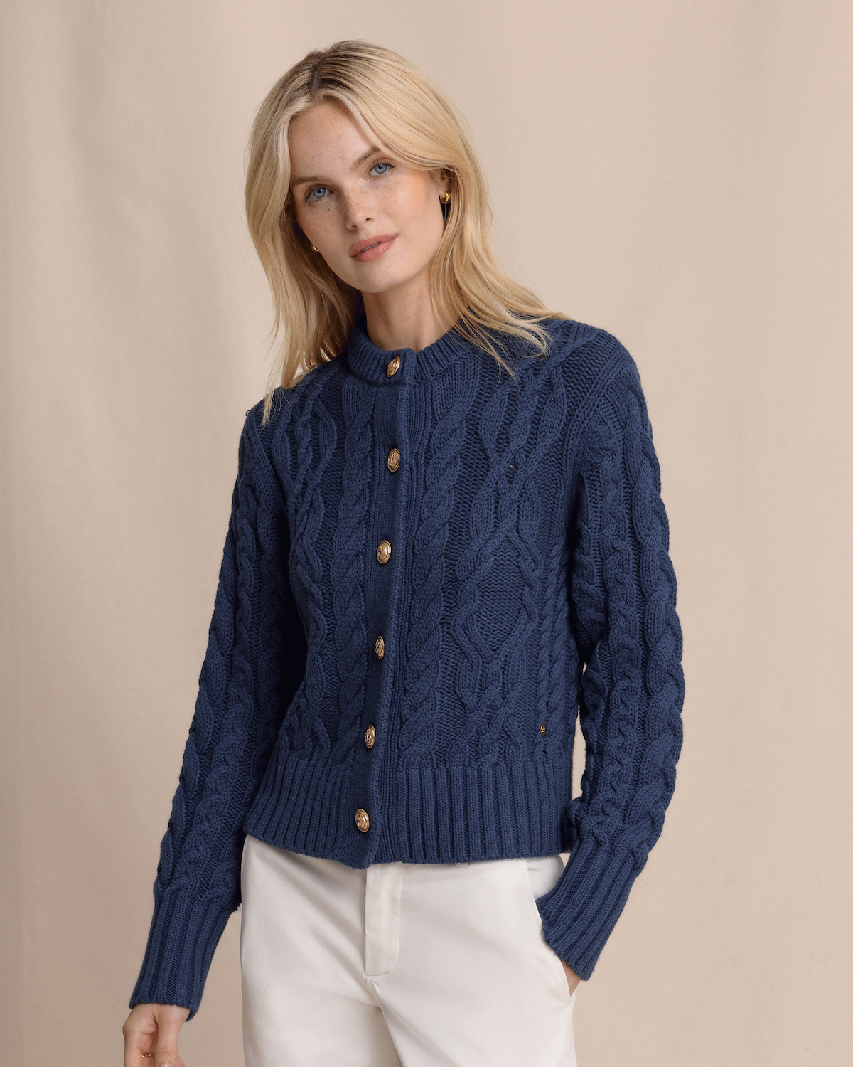 Southern Tide Women’s Long Sleeve Clarke Cable Knit Sweater