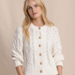 Southern Tide Women’s Long Sleeve Clarke Cable Knit Sweater in Sand White