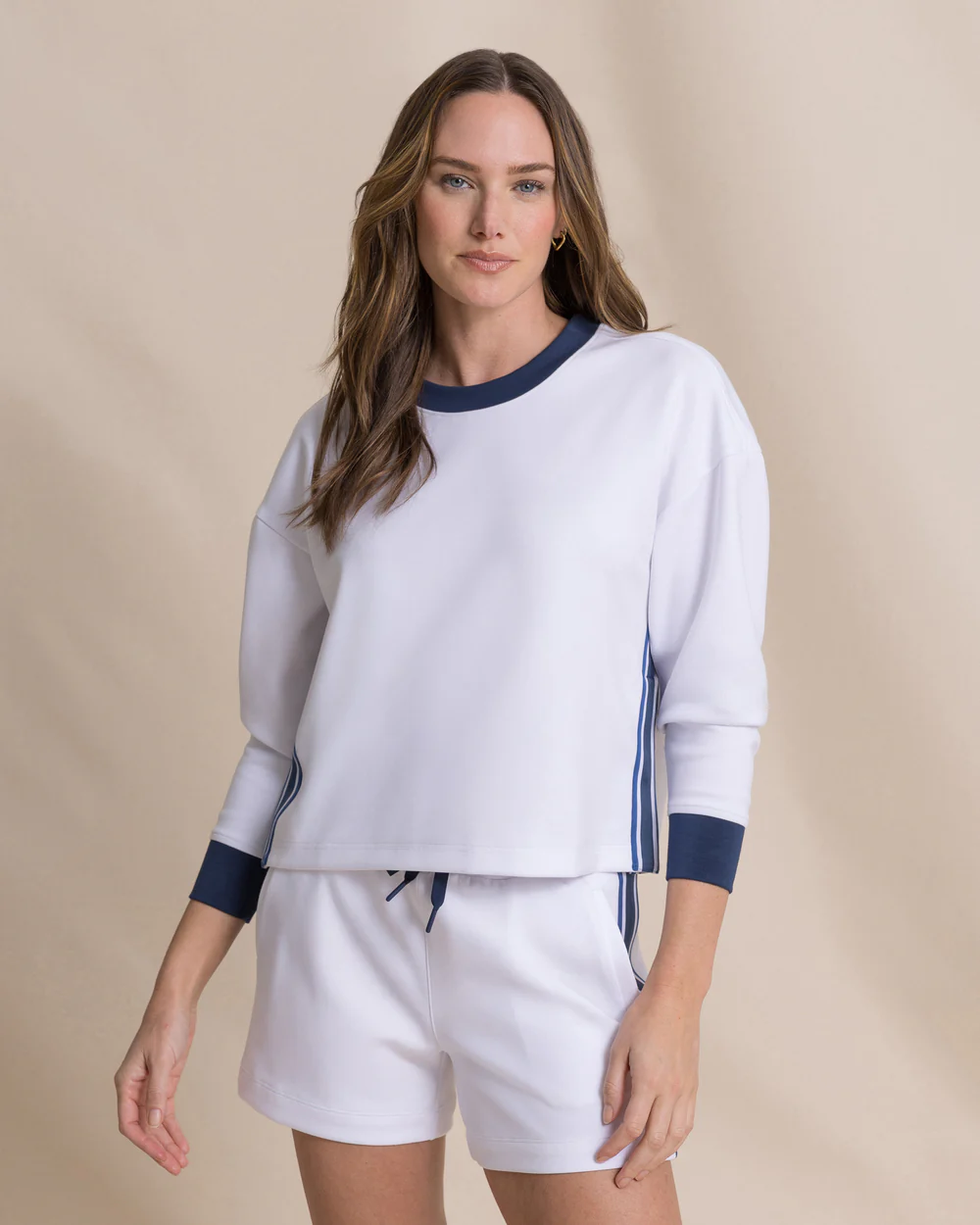 Southern Tide Women’s Long Sleeve Sabina Side Stripe Sweatshirt