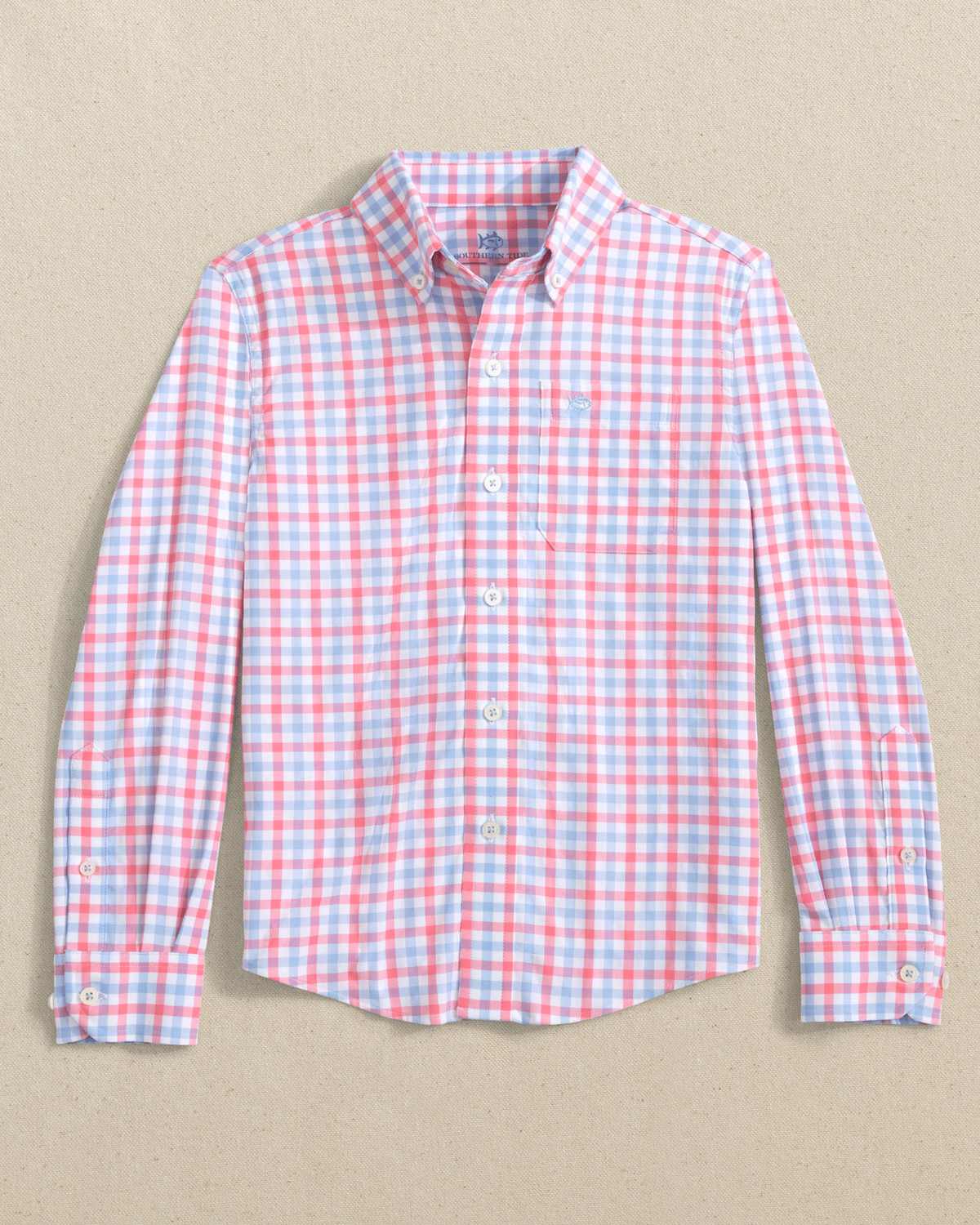 Southern Tide Youth Long Sleeve Intercoastal Albemarle Gingham Sport Shirt