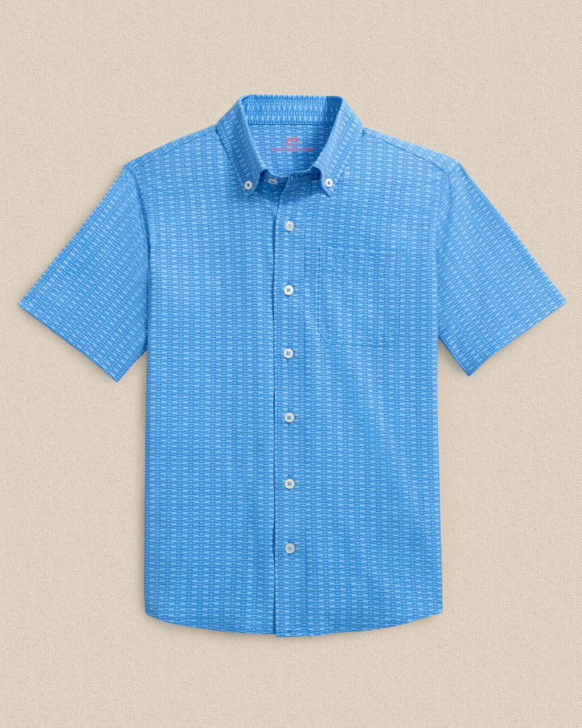 Southern Tide Youth Short Sleeve Coastal Breeze Pop Lock and Dock It Sport Shirt