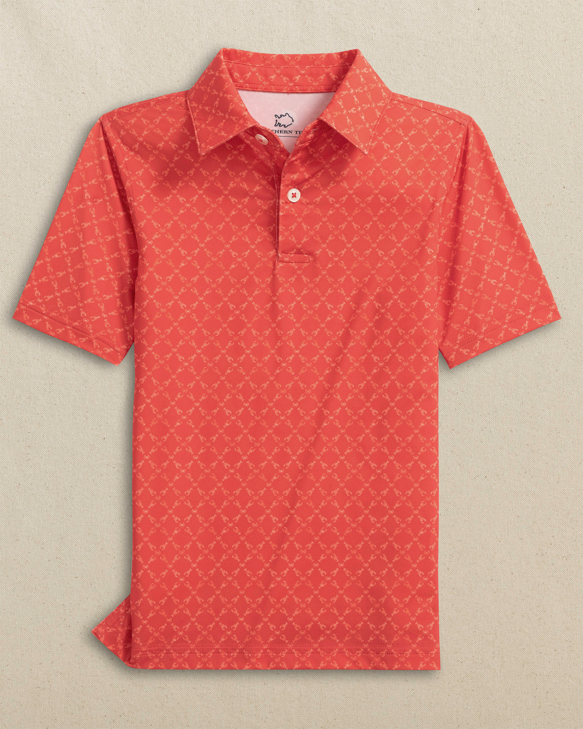 Southern Tide Youth Short Sleeve Driver Lobster Polo