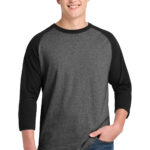 Sport-Tek Colorblock Raglan Jersey in Dark Heather Grey/ Black