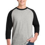 Sport-Tek Colorblock Raglan Jersey in Heather Grey/ Black