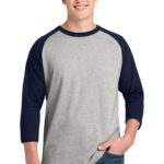 Sport-Tek Colorblock Raglan Jersey in Heather Grey/ Navy
