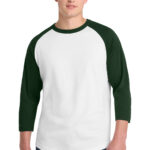 Sport-Tek Colorblock Raglan Jersey in White/ Forest