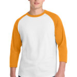 Sport-Tek Colorblock Raglan Jersey in White/ Gold