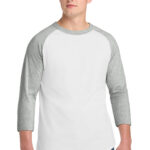 Sport-Tek Colorblock Raglan Jersey in White/ Heather Grey