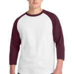 Sport-Tek Colorblock Raglan Jersey in White/ Maroon