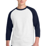 Sport-Tek Colorblock Raglan Jersey in White/ Navy
