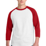 Sport-Tek Colorblock Raglan Jersey in White/ Red