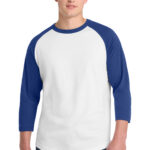Sport-Tek Colorblock Raglan Jersey in White/ Royal