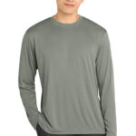 Sport-Tek Long Sleeve PosiCharge Competitor Tee in Grey Concrete Heather