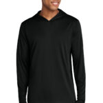 Sport-Tek Posi-UV Pro Long Sleeve Hoodie in Black