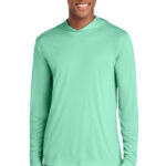 Sport-Tek Posi-UV Pro Long Sleeve Hoodie in Bright Seafoam